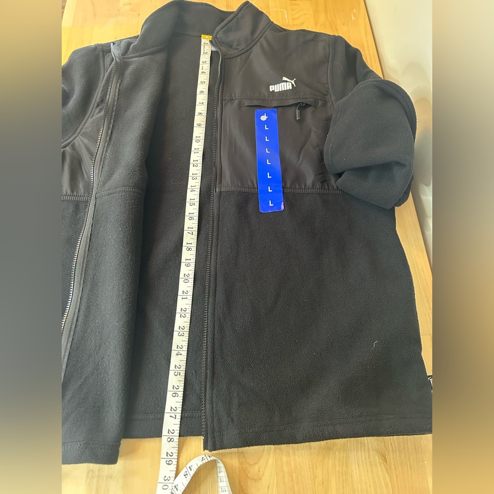 Puma Mens Large Black Full Zip Fleece Jacket Athletic Lightweight NWT - Picture 8 of 9